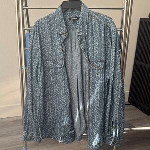 Express Men's Sun-Floral Patterned Denim Shirt-jacket